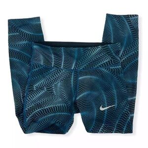 Nike Dri-Fit Blue Dot Swirl Pattern Crop Yoga
Running Leggings S